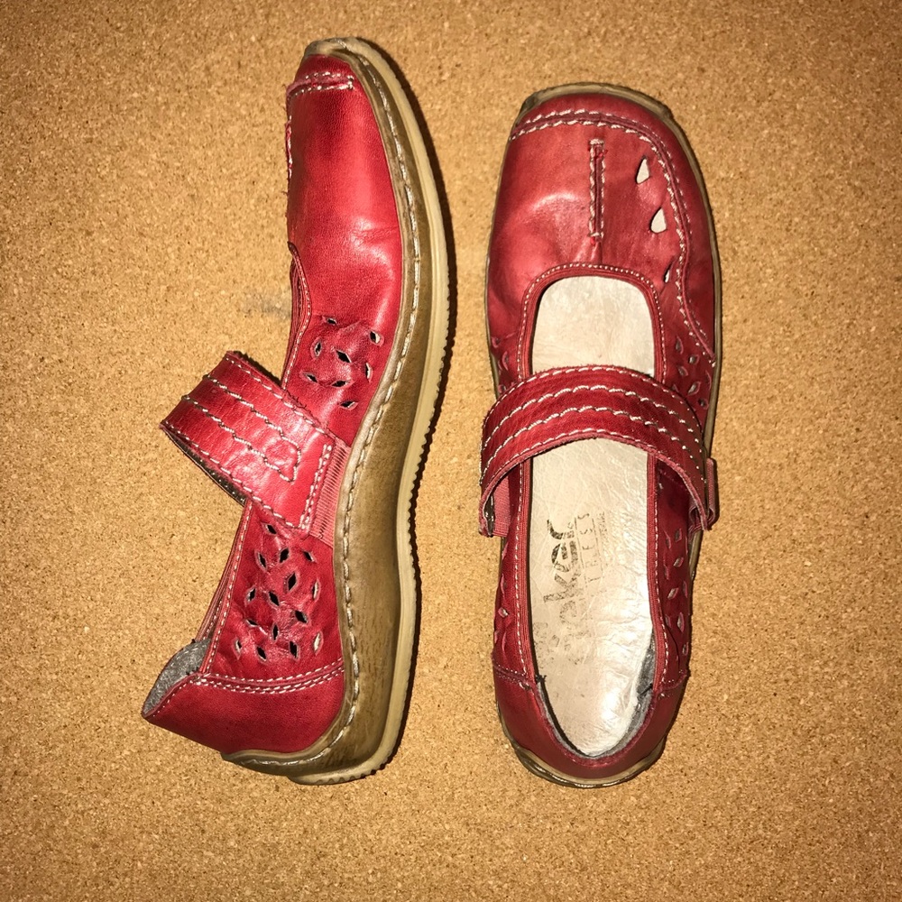 rieker antistress red soft leather size37 shoes (d